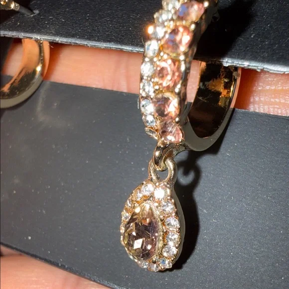 Givenchy Gold and Pink Crystal Earrings - Picture 3 of 5